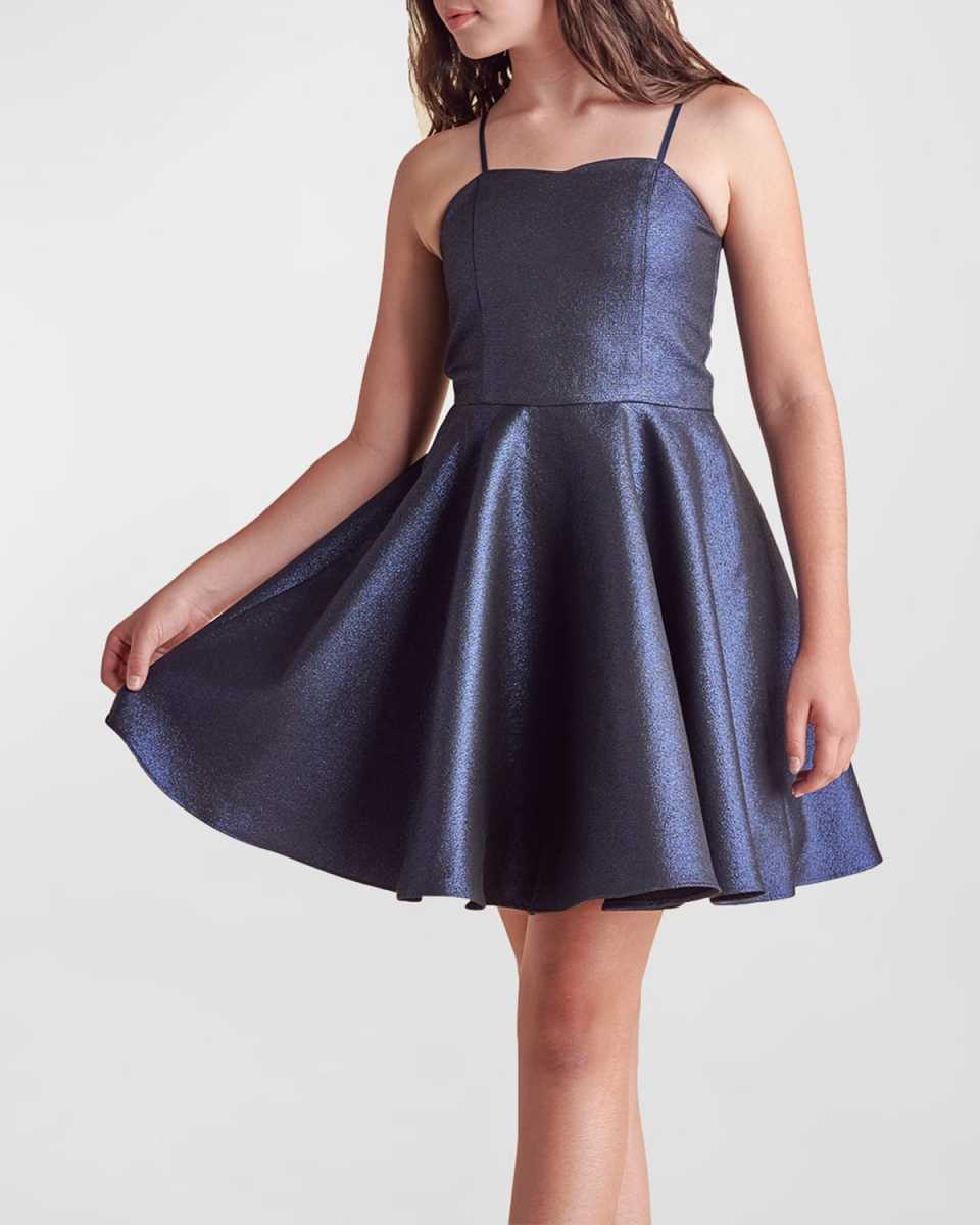 Girl's Solid Satin Sweetheart Dress, Size 7-20