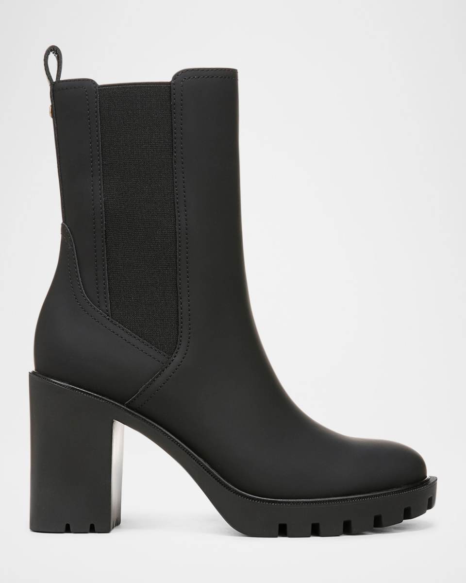 Riley Leather Block-Heel Chelsea Booties