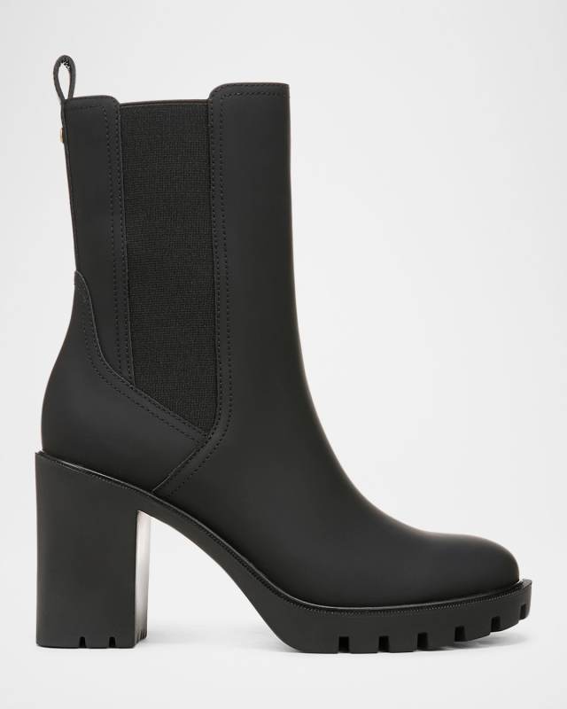 Riley Leather Block-Heel Chelsea Booties