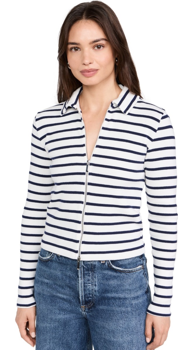 Madewell Grill Long Sleeve Zip Top Winter White