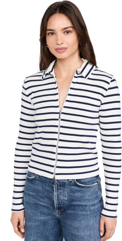 Madewell Grill Long Sleeve Zip Top Winter White
