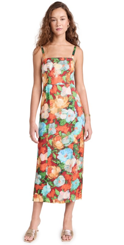 KITRI Ursula Blue Floral Dress Large Scale Blue Floral Print