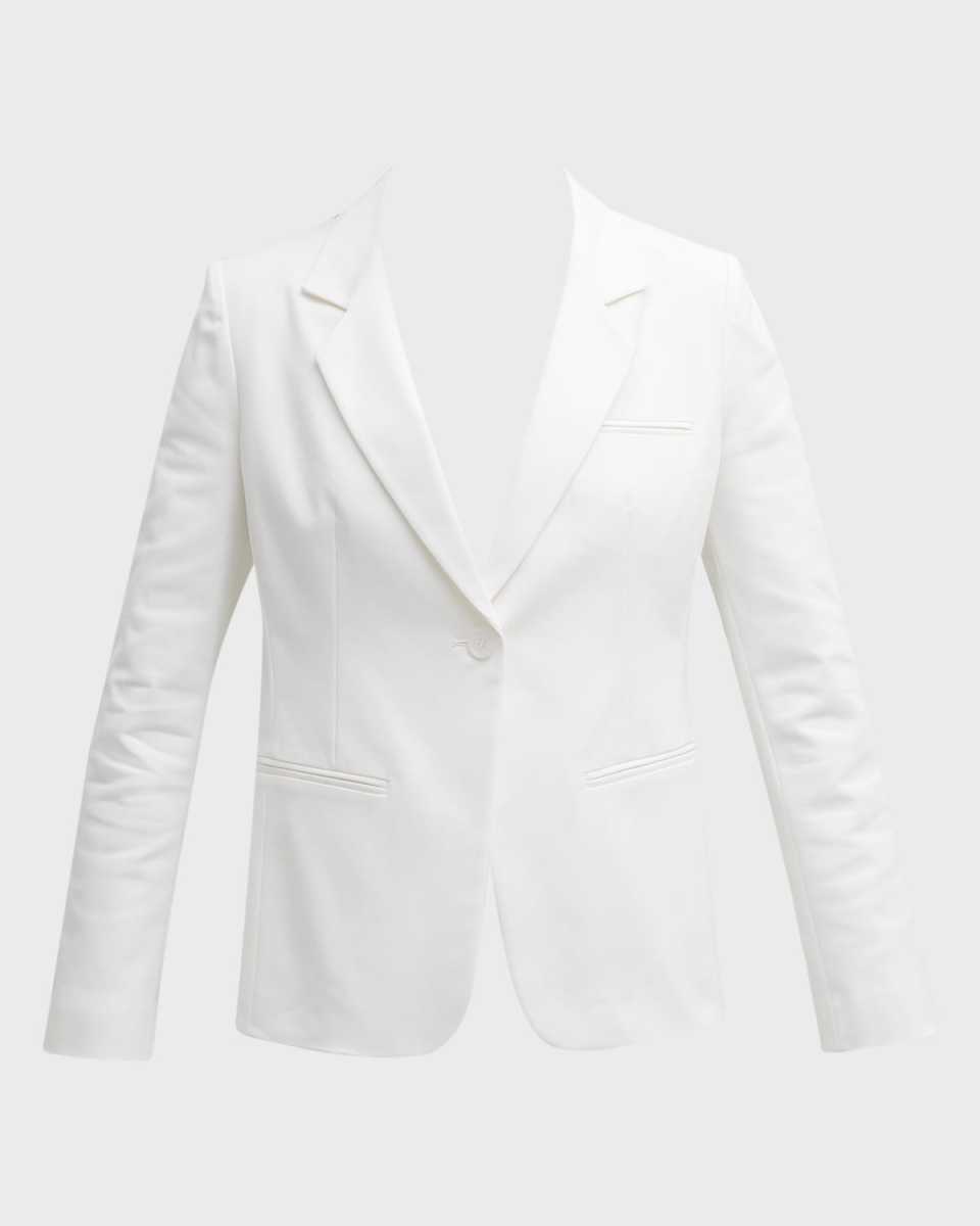 Single-Button Stretch Cotton Blazer