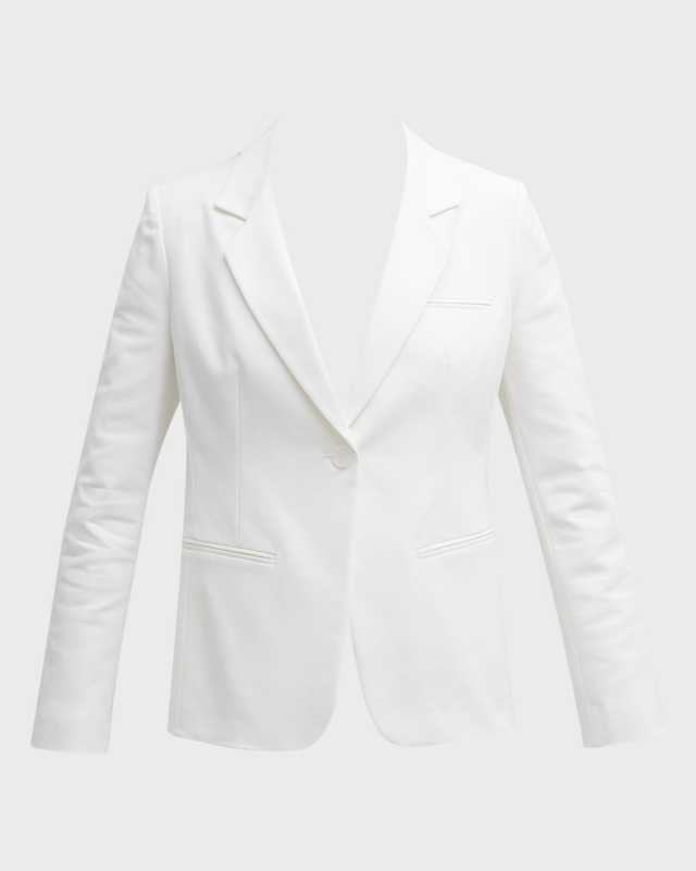 Single-Button Stretch Cotton Blazer