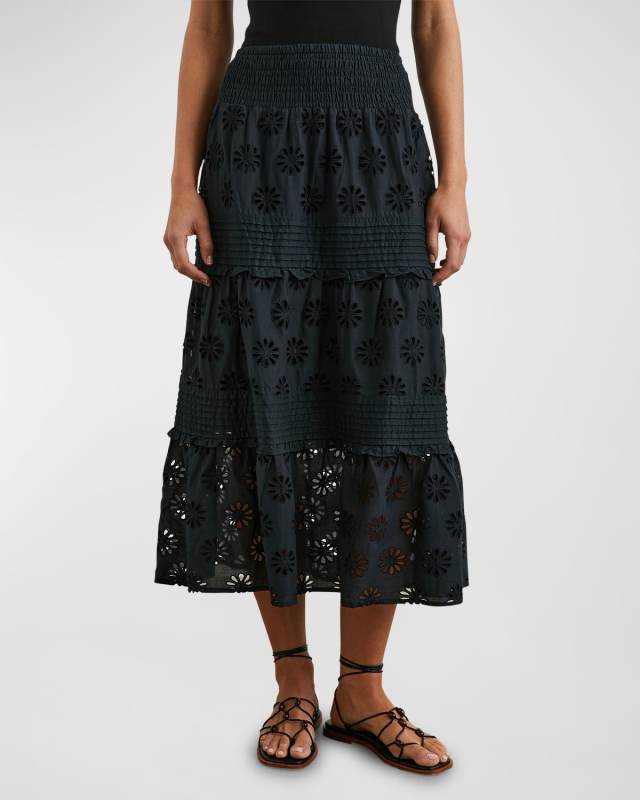 Gail Floral Embroidered Midi Skirt
