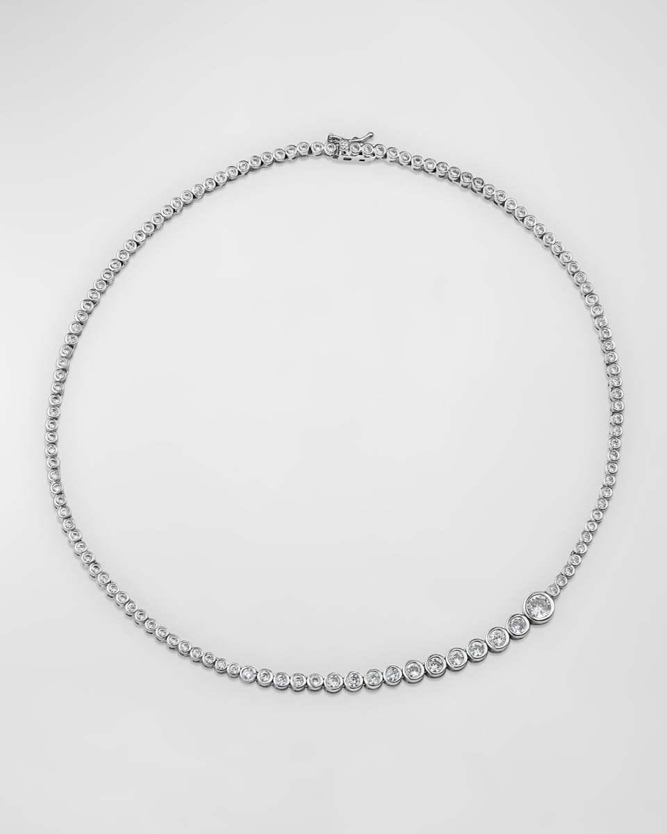 Graduated Round Bezel-Set Cubic Zirconia Necklace