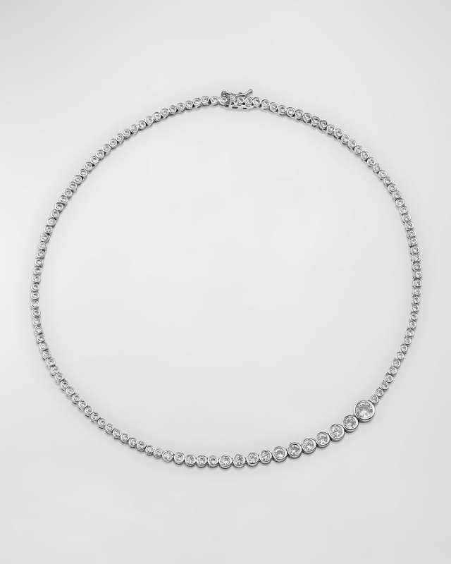Graduated Round Bezel-Set Cubic Zirconia Necklace