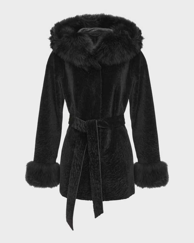 Belted Lamb Shearling Reversible Parka With Merinillo Lamb Shearling Trim