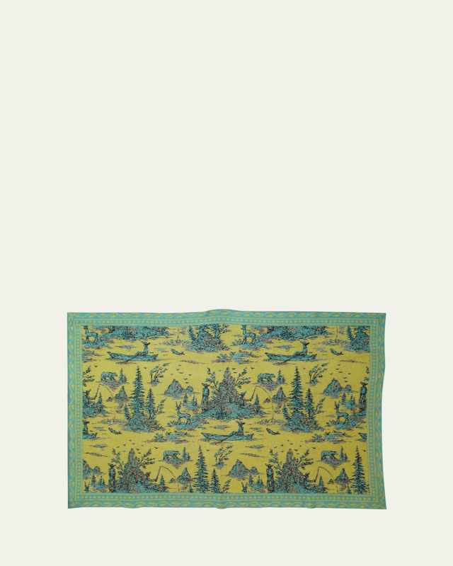x Lukas The Illustrator Mountain Man Cashmere Throw, 51" x 71"