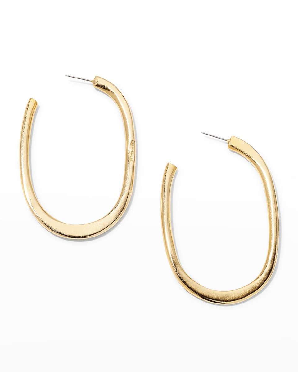 Gold Hoop Earrings, 2.75"L