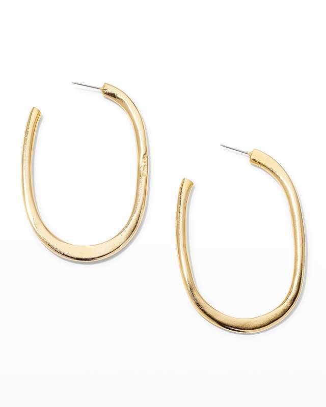 Gold Hoop Earrings, 2.75"L