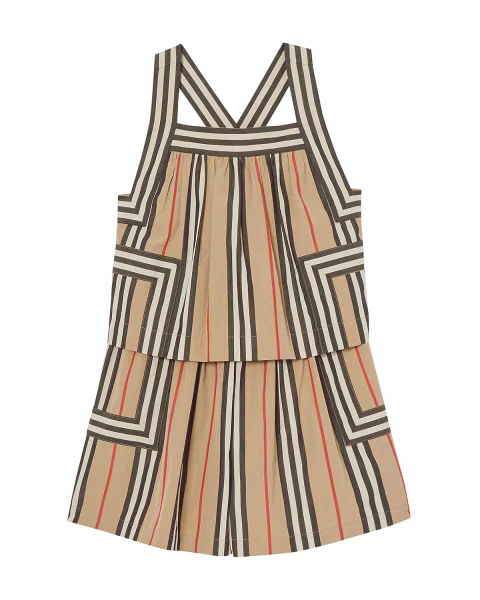 Girl's Florence Icon Stripe Tiered Romper, Size 3-