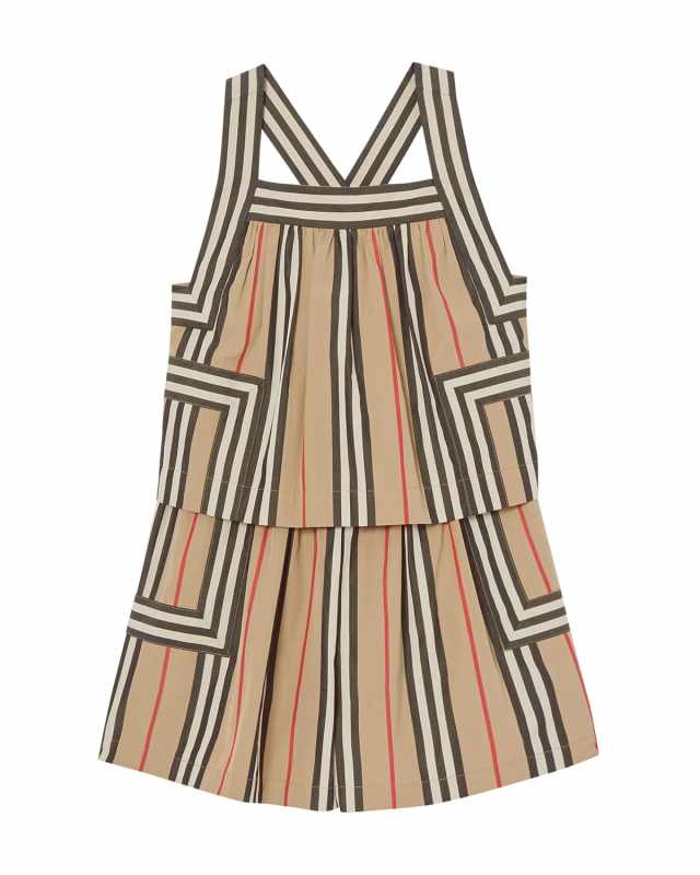 Girl's Florence Icon Stripe Tiered Romper, Size 3-