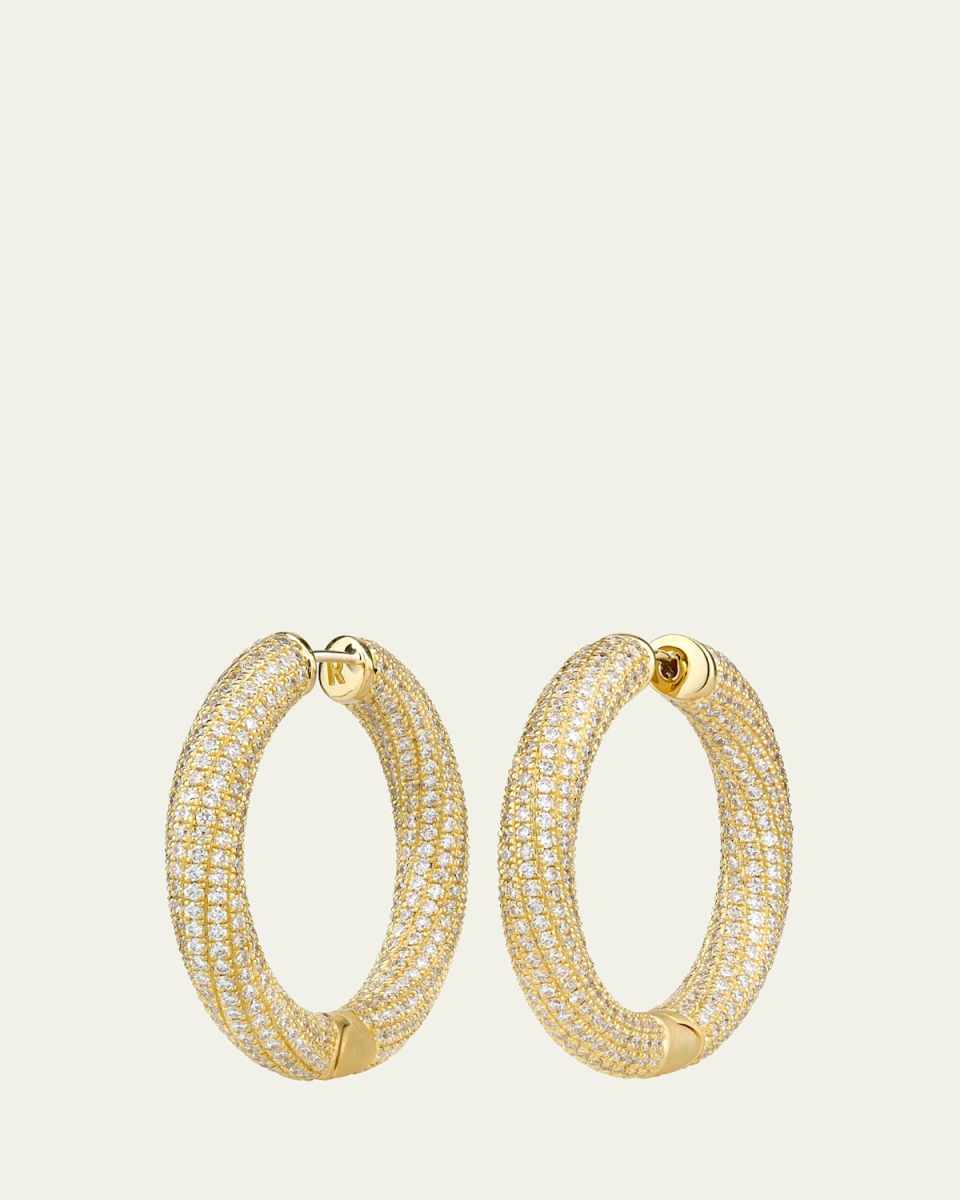 Ultimate 18K Yellow Gold Pavé Diamond 30mm Hoop Earrings