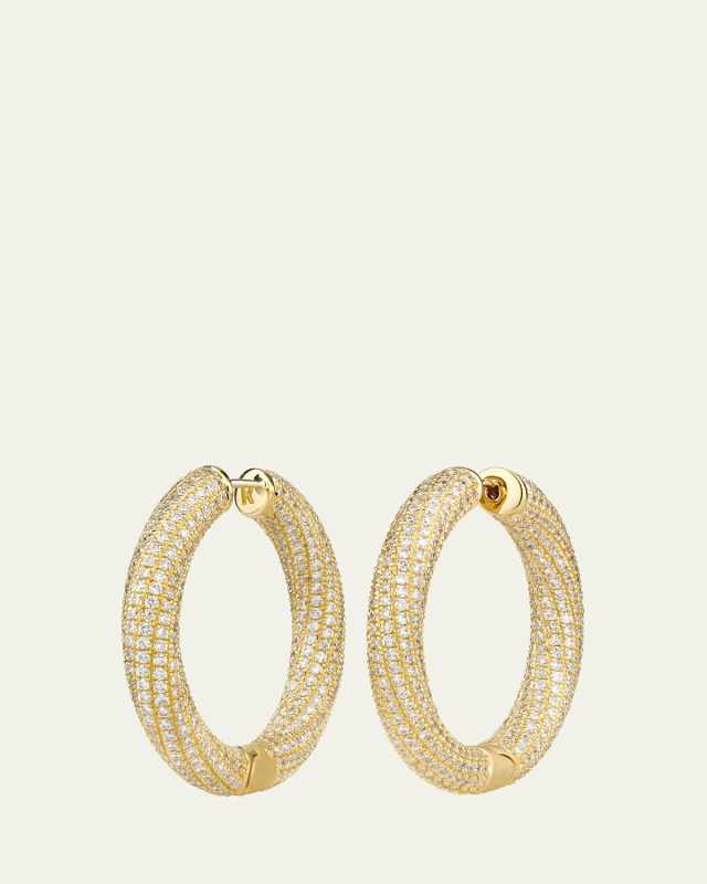 Ultimate 18K Yellow Gold Pavé Diamond 30mm Hoop Earrings