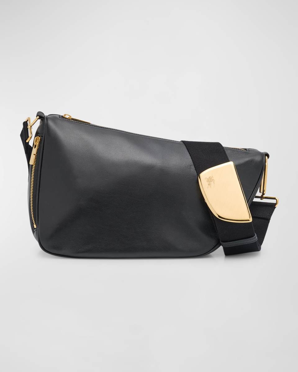 Shield Zip Leather Messenger Bag