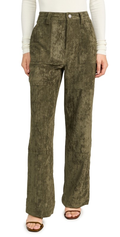 BLANKNYC Take A Hike Trousers Dark Olive Faux Suede