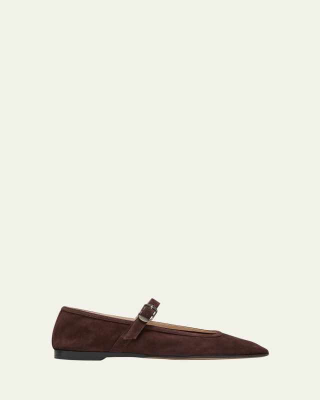 Suede Mary Jane Ballerina Flats