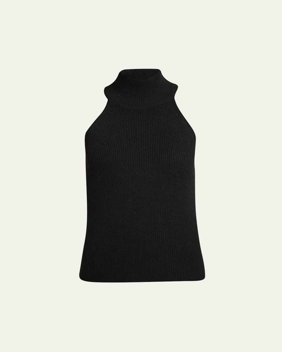 Freya Cashmere Short-Sleeve Turtleneck Sweater