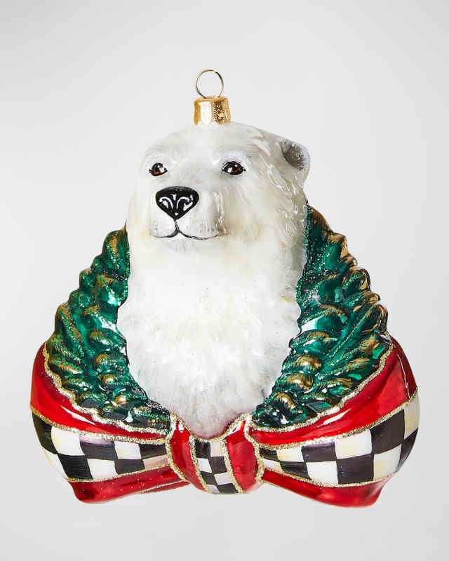 Cozy Christmas Polar Bear Glass Ornament