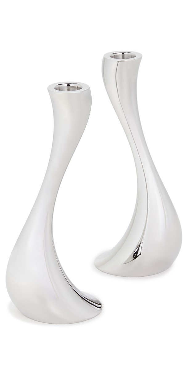 Georg Jensen Cobra Candleholder Medium 2 Pcs Stainless Steel One Size