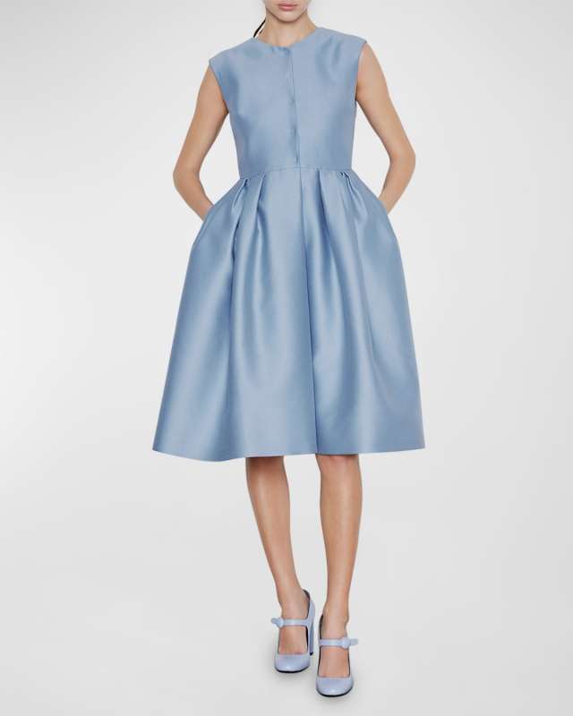 Flared Silk Midi Dress