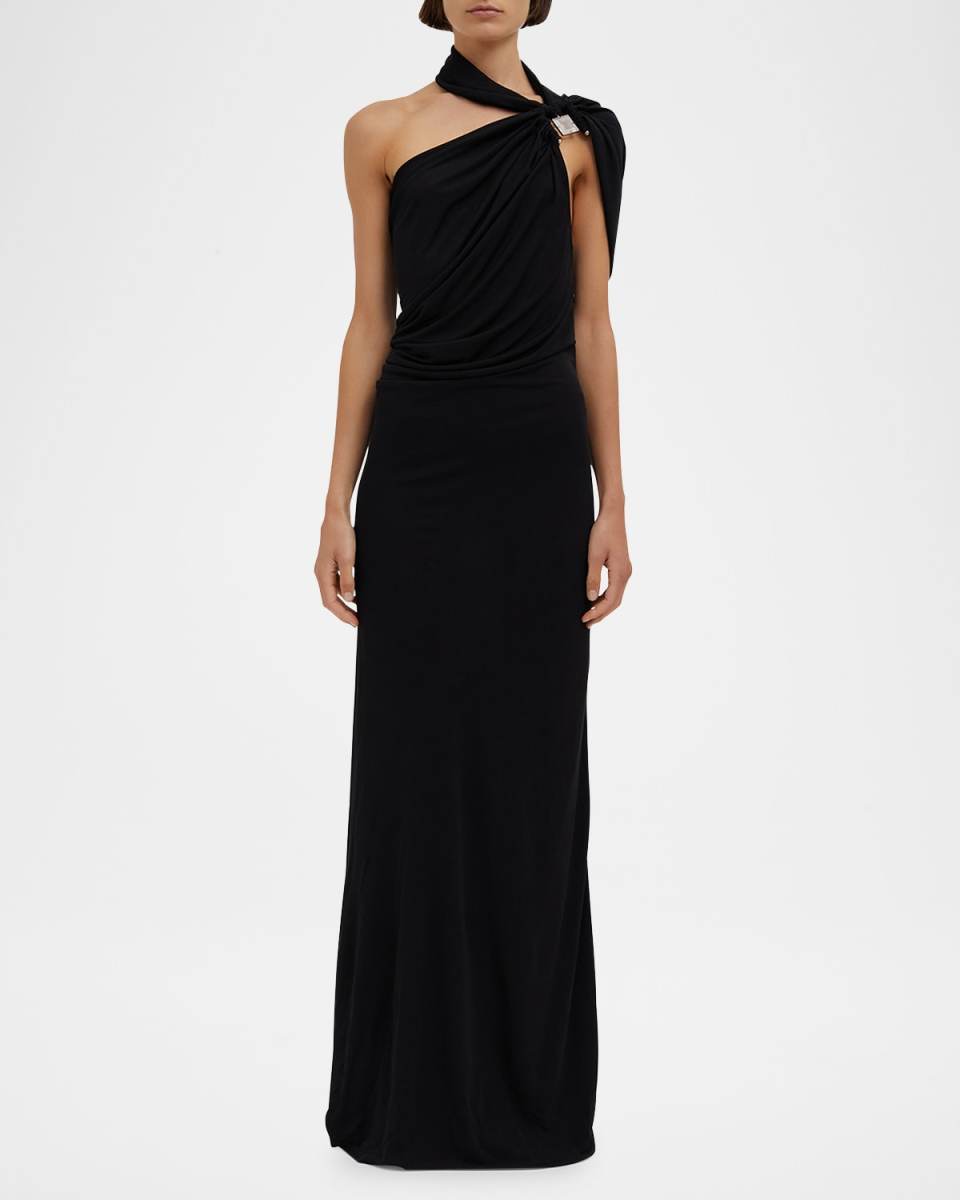 Bezel Quartz Halter Column Dress