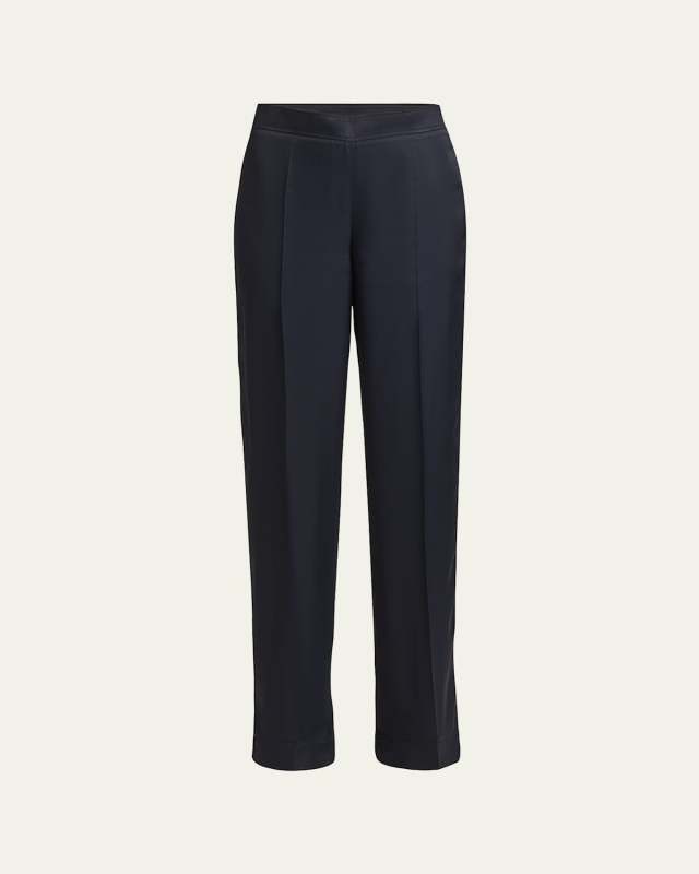 High-Rise Wide-Leg Matte Fluid Trousers