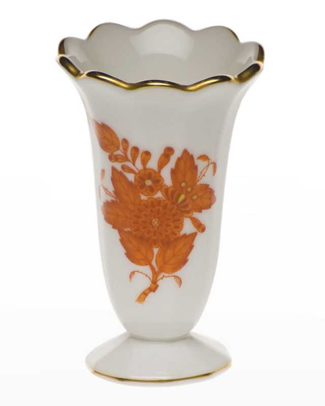 Chinese Boutique Rust Scalloped Bud Vase