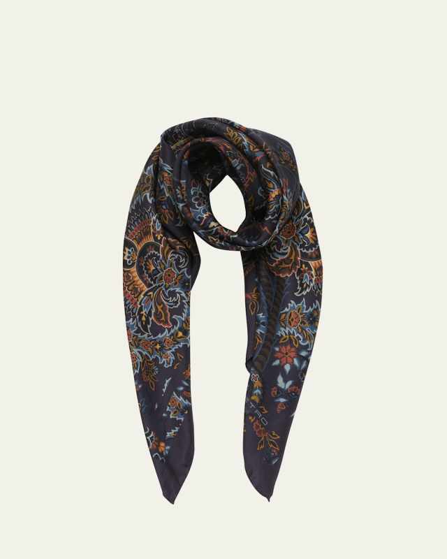 Floral Silk Square Scarf