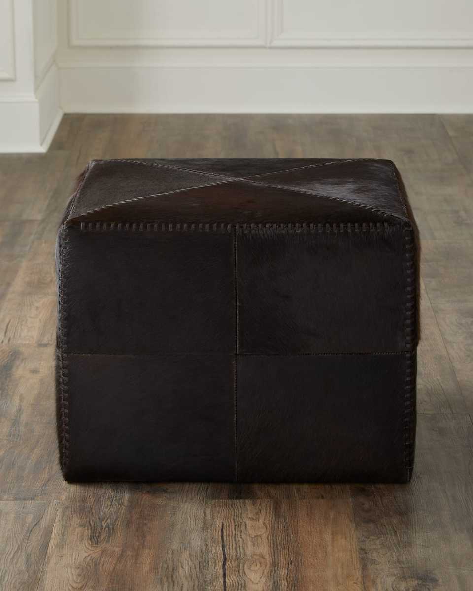Espresso Hair Hide Ottoman