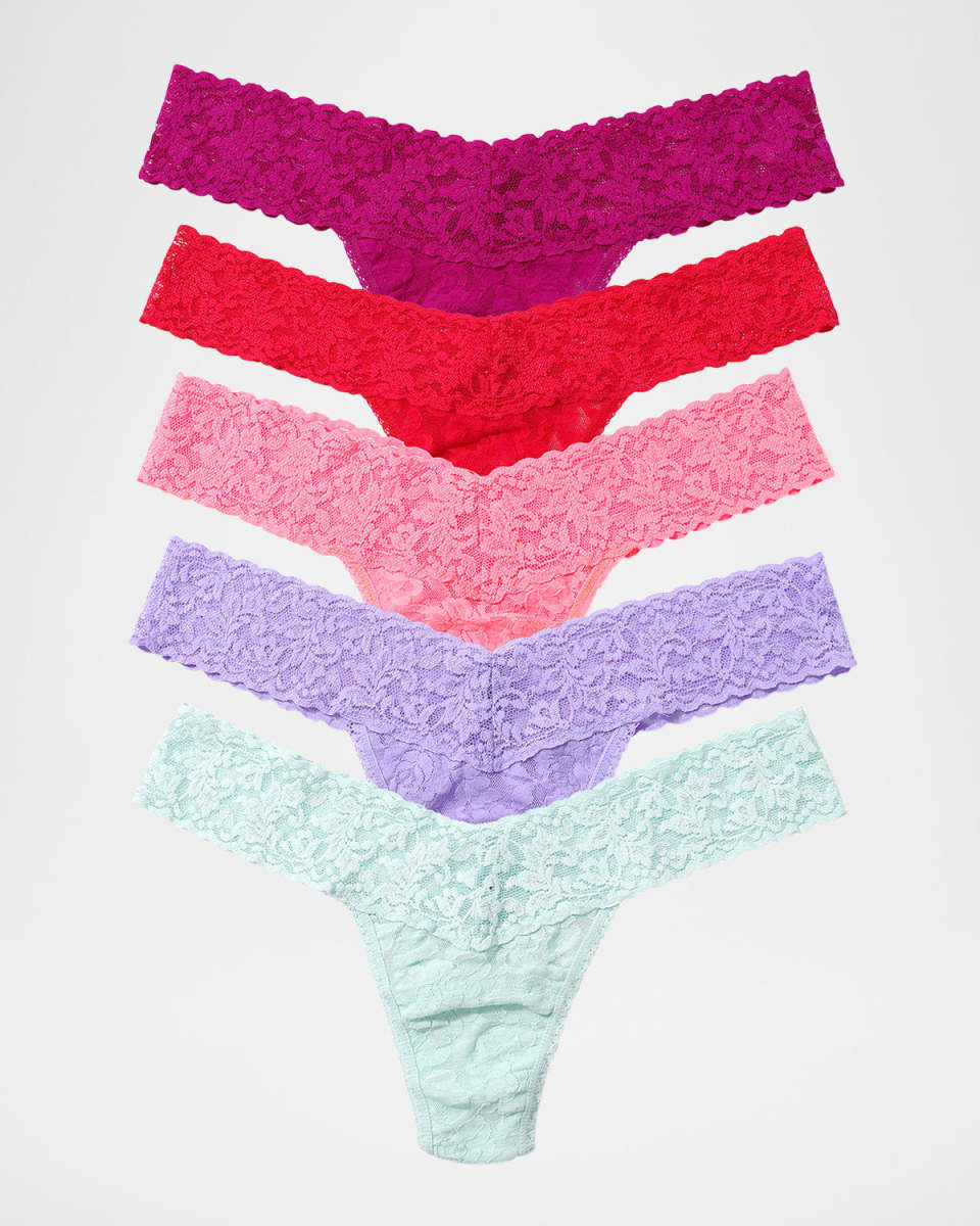 Five-Pack Signature Low-Rise Lace Thongs