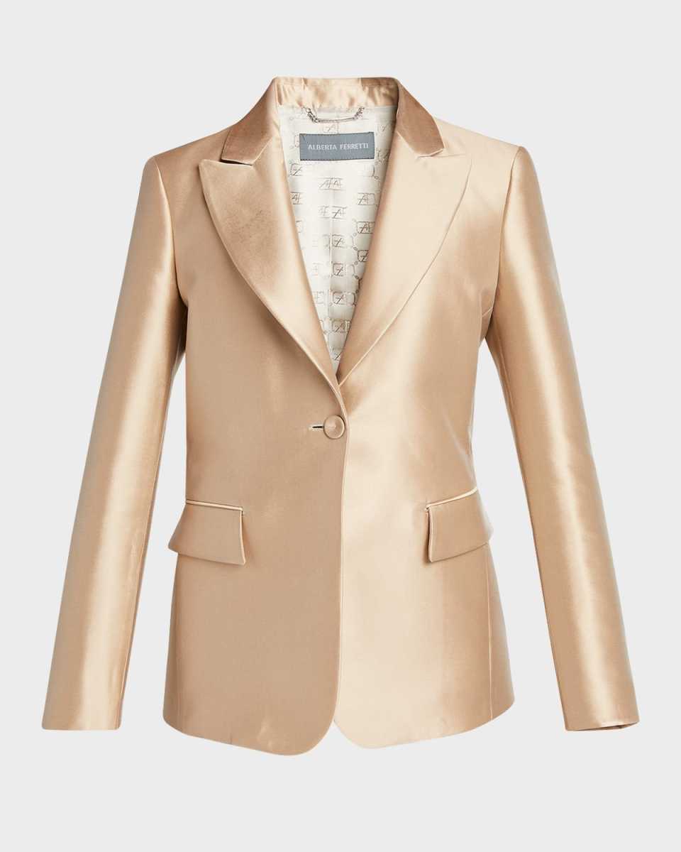 Mikado Silk Single-Breasted Jacket