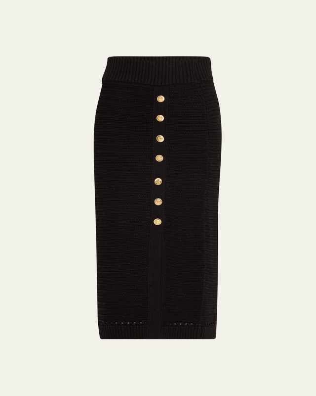 Tani Pointelle-Knit Midi Skirt