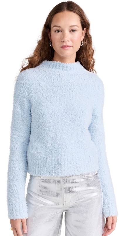 Enza Costa Cropped Mock Neck Sweater Powder Blue