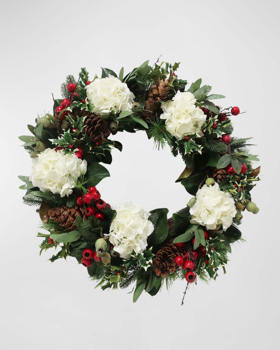 White Hydrangea Holiday Wreath