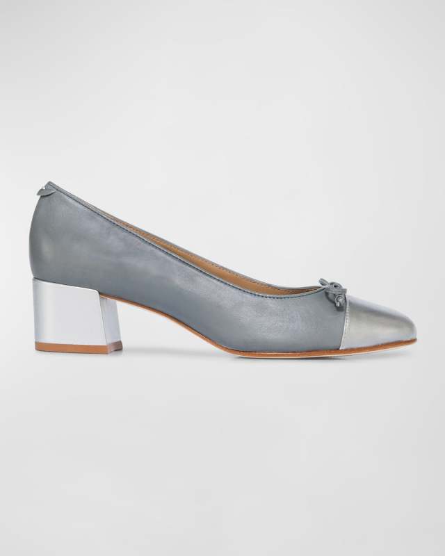 Marisol Bicolor Cap-Toe Ballerina Pumps
