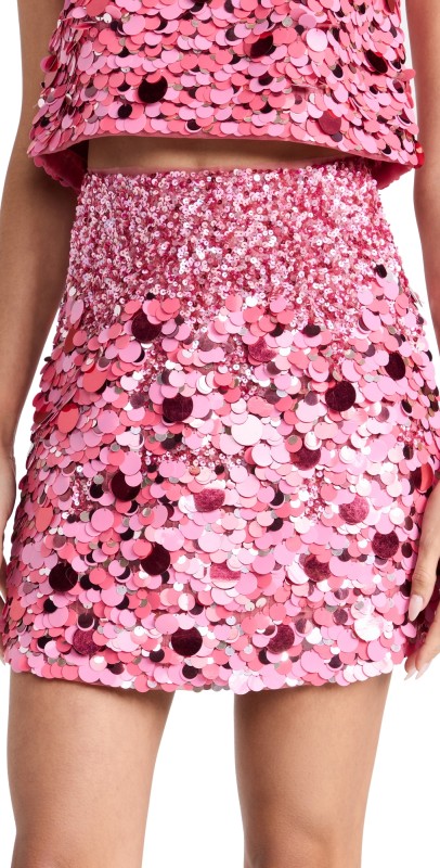 Aje Cherie Sequin Mini Skirt Pink/Red
