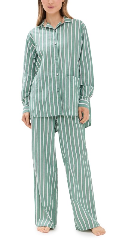 Lunya Airy Cotton Long Sleeve Pant Set Giverny Stripe