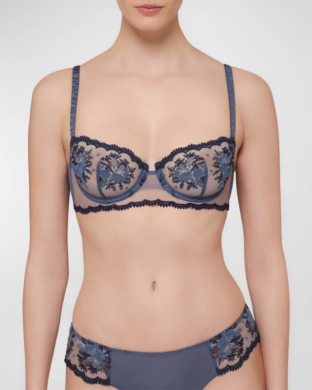Intrigue Floral-Embroidered Demi Bra