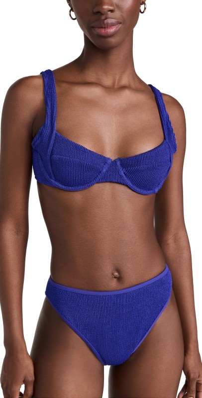 Good American Always Fit Support Demi Bikini Top Capri Blue