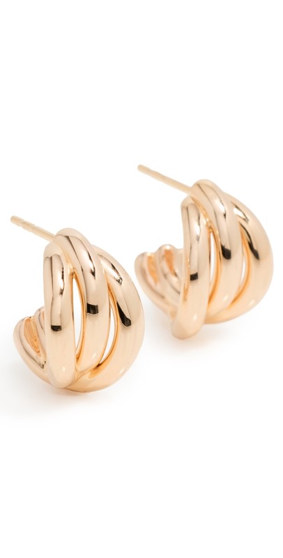 EF Collection Gold Knot Huggie Earrings Yellow Gold