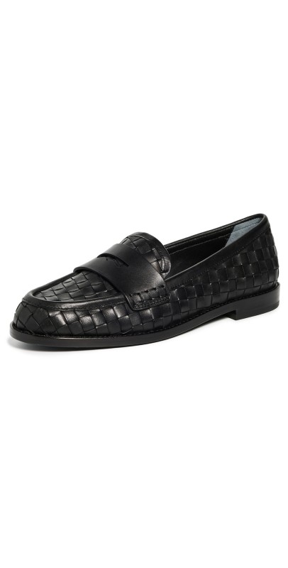 Loeffler Randall Rachel Woven Leather Loafers Black