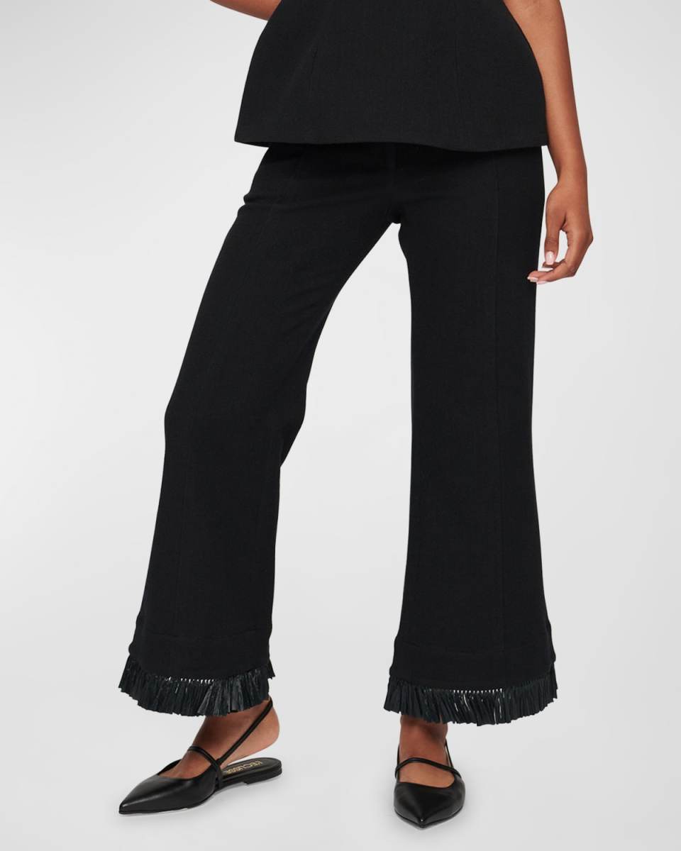 Parker Raffia Fringe-Trim Trousers