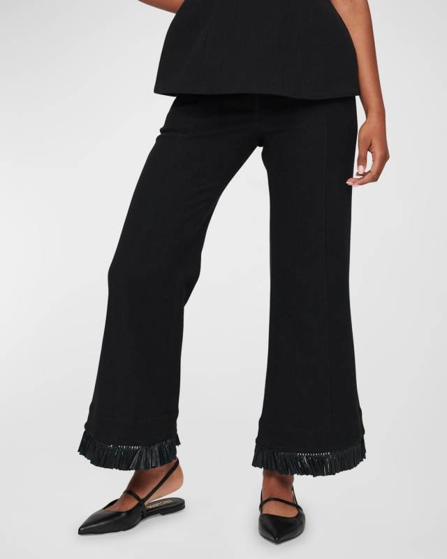 Parker Raffia Fringe-Trim Trousers