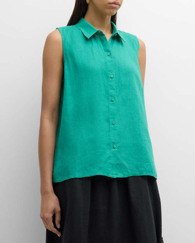 Sleeveless Handkerchief Organic Linen Shirt