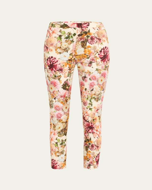 Daphne Floral Cigarette Cropped Cotton Twill Pants