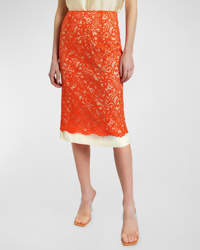 Ellie Lace Pencil Midi Skirt