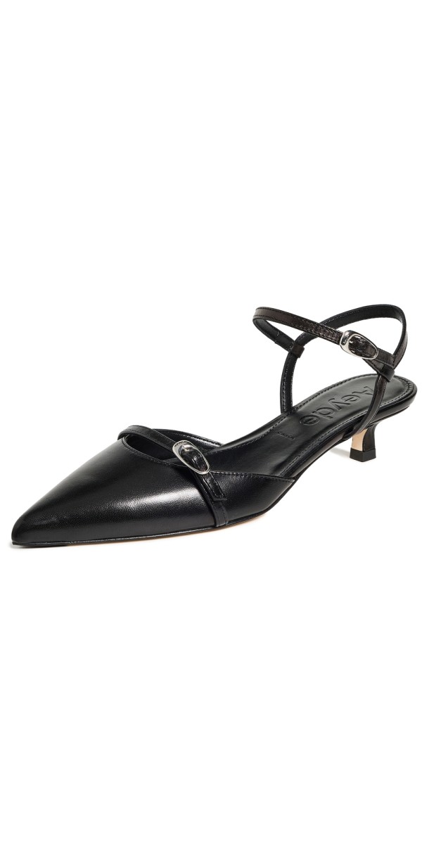AEYDE Melia Nappa Leather Heels Black