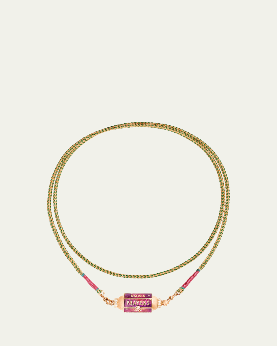 18k Rose Gold Prayer Box Locket Cord Necklace